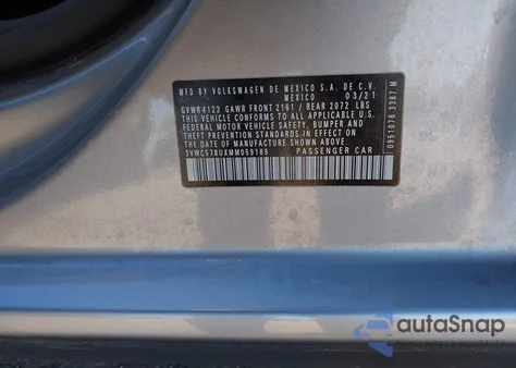 2021 Volkswagen Jetta 1.4T R-Line/1.4T S/1.4T Se from USA, damaged, VIN 3VWC57BUXMM059189